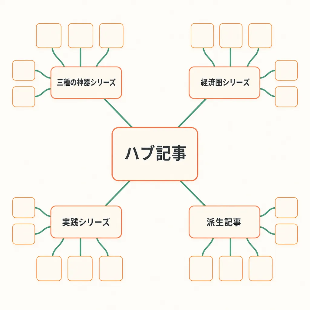 tametekoポイ活シリーズ構成図:ハブから神器・経済圏・実践・派生に分岐